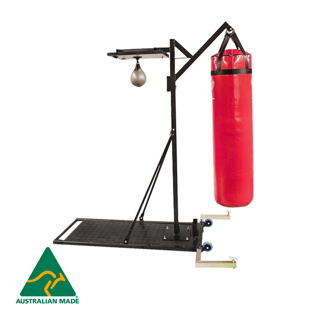 Portable boxing bag store stand