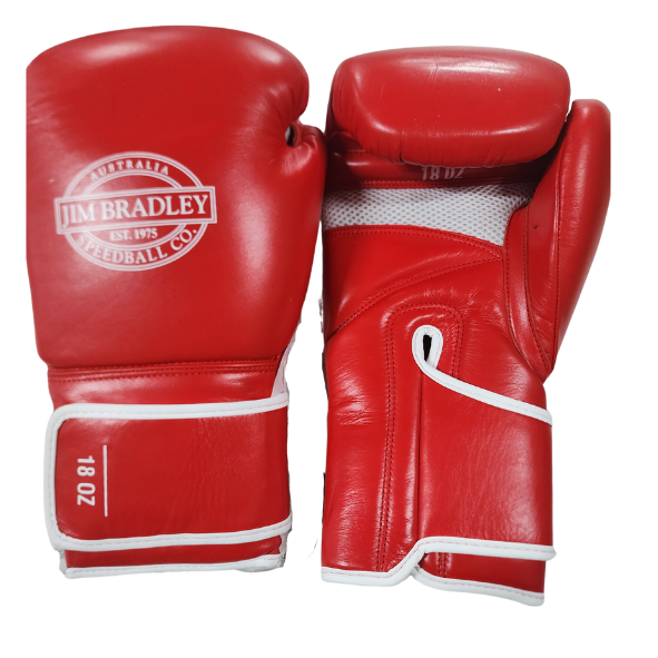 The Jim Bradley Red Leather Boxing Gloves Jim Bradley Speedball