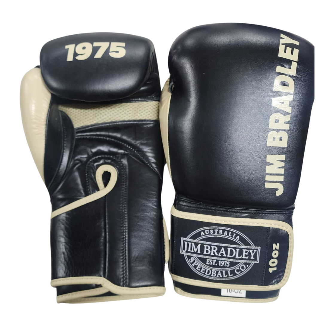 10oz Leather Boxing Gloves - Black/Cream
